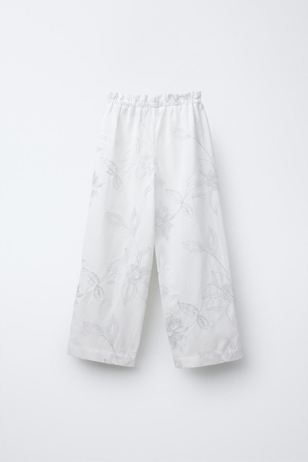 ZARA БРЮКИ С ВЫШИВКОЙ, БЕЛЫЙ