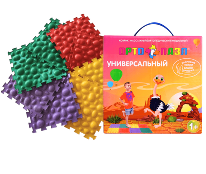 Коврик массажный (ортопедический) модульный "ОРТО ПАЗЛ" МИКС "Репейник", 8 модулей