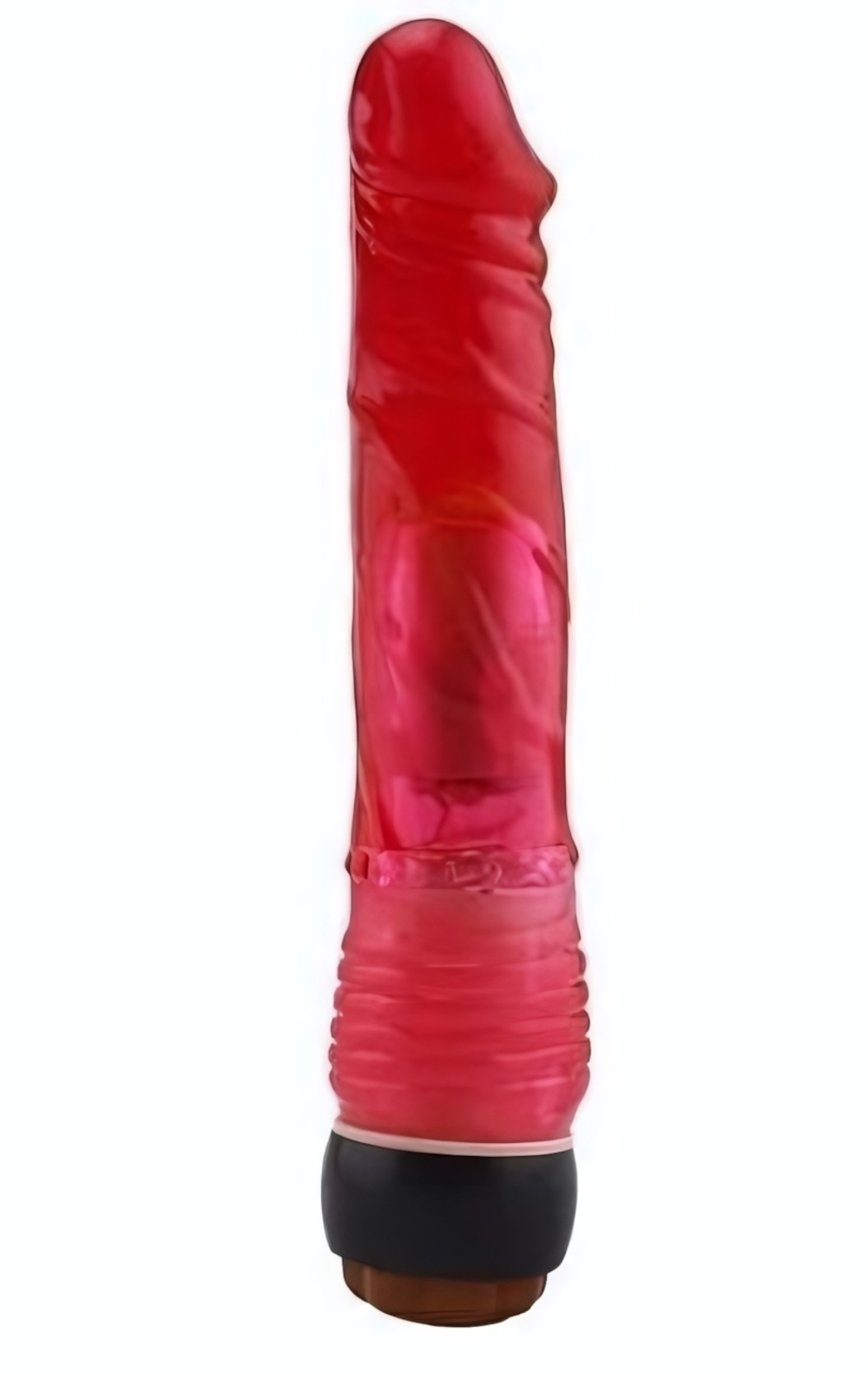 Красный вибратор-реалистик из упругого геля - 21,5 см. (Цвет: красный)