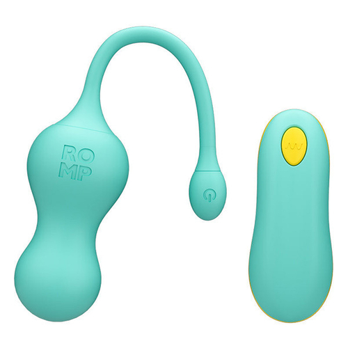 Бирюзовое виброяйцо для G-точки c пультом ДУ Romp Cello Vibrating Egg RP261SG8