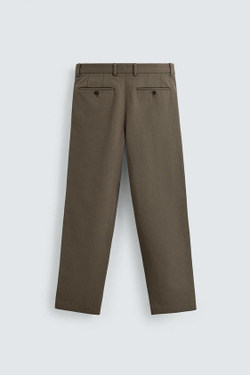 ZARA БРЮКИ STRAIGHT FIT ИЗ РЕЛЬЕФНОЙ ТКАНИ, РЫЖЕВАТО-КОРИЧНЕВЫЙ