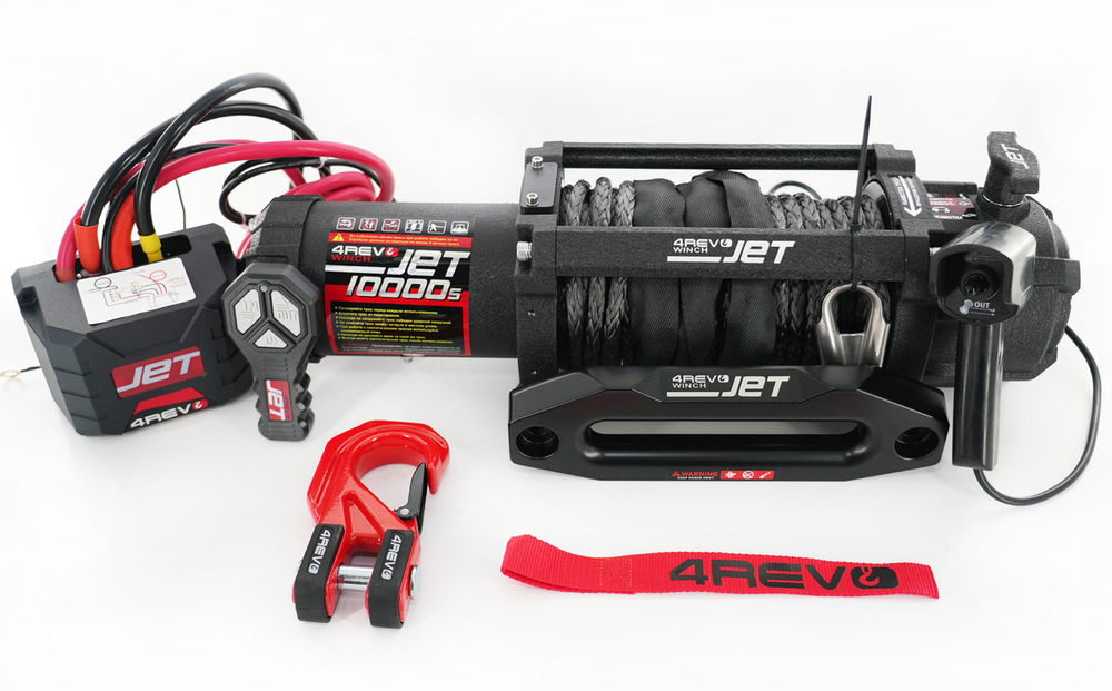Лебедка автомобильная 4REVO JET 10000s 12В (Синтетический трос)