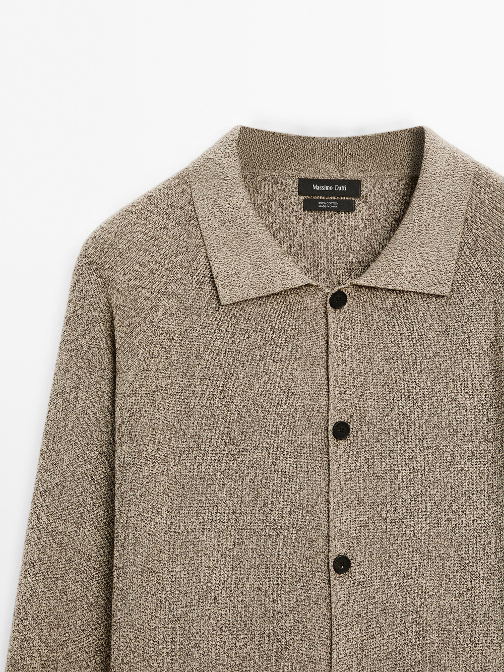 Massimo Dutti Вязаный кардиган Muline из хлопка, бежевый