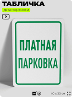 Табличка для парковки "Платная парковка", для дома, офиса, организаций, 40х30 см, Silver Plane x Айдентика Технолоджи