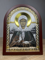 Матрона, икона арочная, красное дерево 206х275