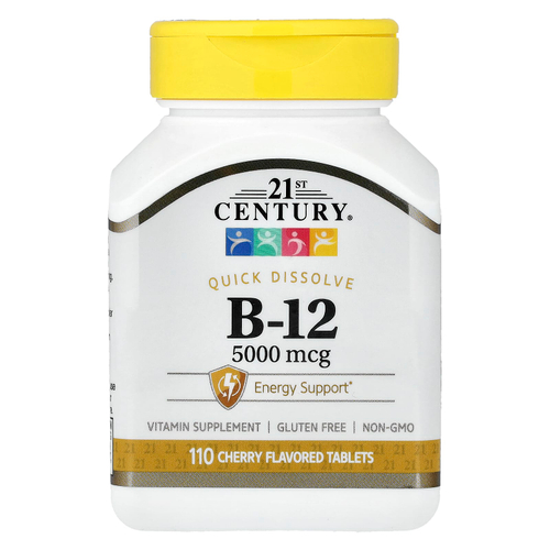 21st Century, Витамин B12, вишня, 5000 мкг, 110 сублингвальных таблеток