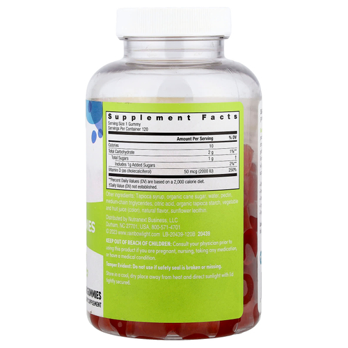 Rainbow Light, витамин D3, высокоэффективный, со вкусом персика, 2000 МЕ, 120 вегетарианских жевательных таблеток