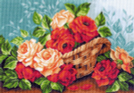 "Розы в корзине"-1241 канва с рисунком