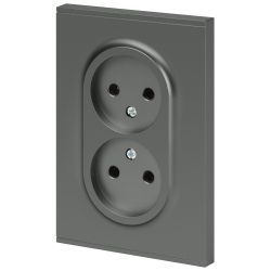 Розетка ЭРА Arktik 16-2107-06 без заземления двойная 2X2P 16А-250В графит | Эра Arktik