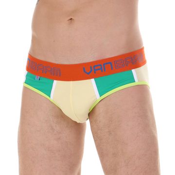 Трусы мужские брифы жёлтые с зелеными вставками Van Baam VB45191