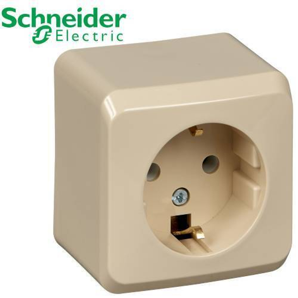 РА16-003К Розетка 1-ая с/з (крем) Этюд Schneider