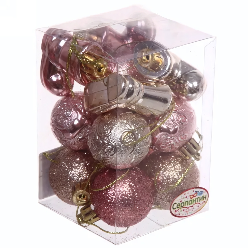 Набор украшений "Волшебное сияние" 4 см 13 предметов роз.золото/шампань (Серпантин)