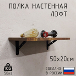 Деревянная настенная полка в стиле лофт