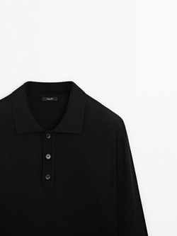 Massimo Dutti Поло из смесовой шерсти, черный