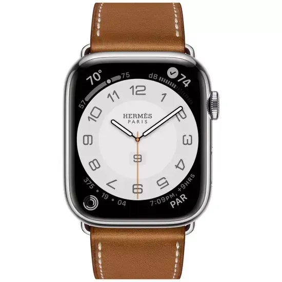 Apple Watch Hermès 45mm Silver Stainless Steel Case with Single Tour Deployment Buckle Fauve