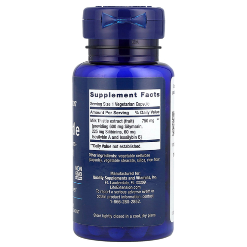 Life Extension, расторопша, 60 вегетарианских капсул (750 мг в 1 капсуле)