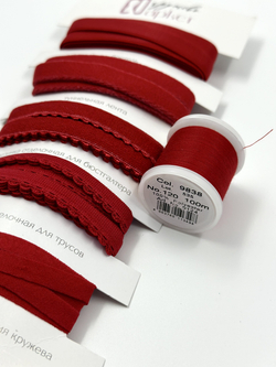 Подборка красных бельевых резинок + застежка для бюстгальтера текстильная