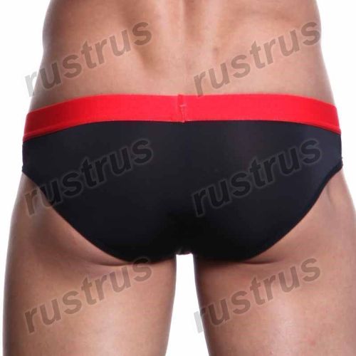 Мужские трусы брифы черные с красной резинкой WANGJIANG WG00028