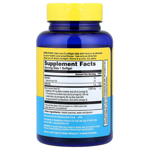 Nature's Life, Масло черной смородины, 1000 мг, 60 мягких таблеток
