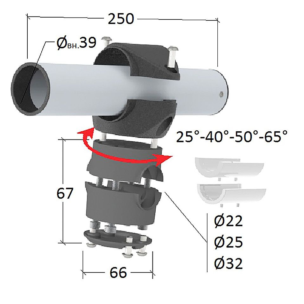 Держатель спиннинга с креплением на леер, алюм/полиам (10265125)