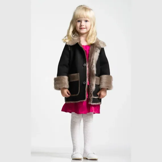 Детская дубленка Ramili Ricamo Nero