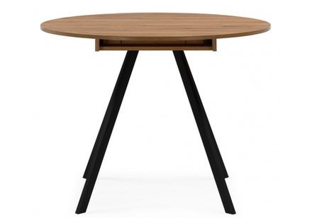 Стол деревянный Woodville Курт 90, 130 дуб крафт золотой, черный матовый, ножки черные