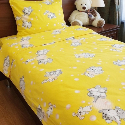 Комплект постельного белья "П37. МАМОНТЁНОК (жёлтый)", бязь, 100% хлопок.