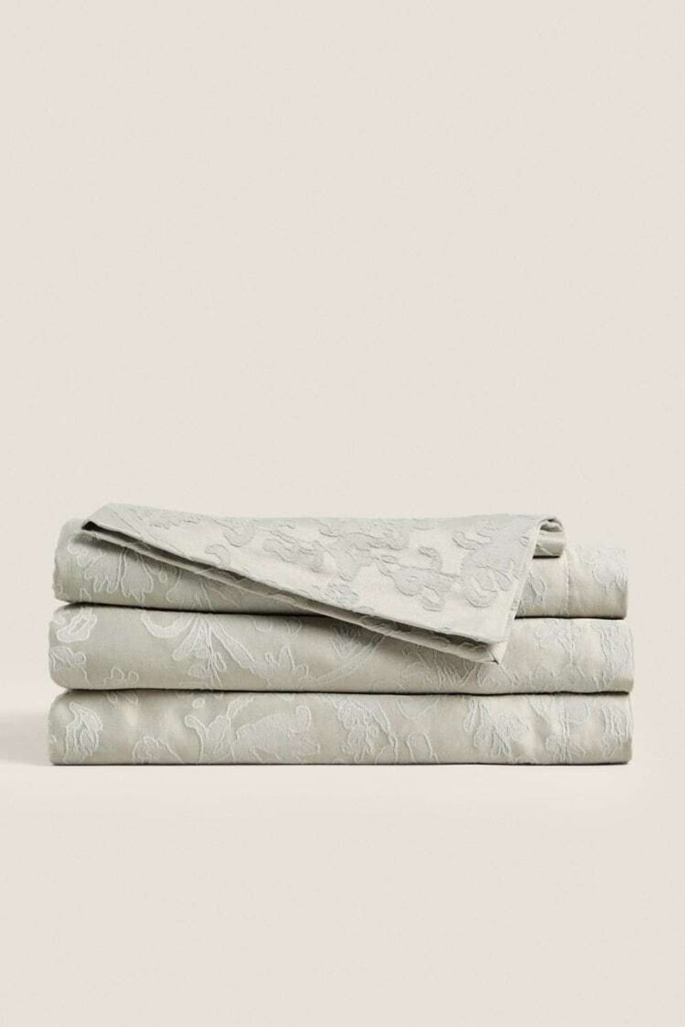 ZARA HOME САТИНОВАЯ ЖАККАРДОВАЯ ХЛОПЧАТОБУМАЖНАЯ СКАТЕРТЬ, СВЕТЛО-МЯТНО-ЗЕЛЕНЫЙ