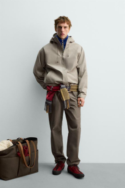 ZARA X AARON LEVINE БРЮКИ SHELL ИЗ ВЫСОКОТЕХНОЛОГИЧНОЙ ТКАНИ, ТЕМНО-ЗЕЛЕНЫЙ