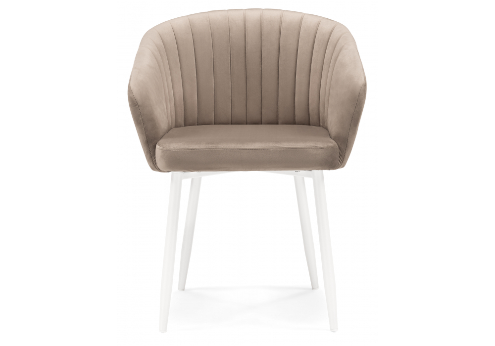 Стул на металлокаркасе Woodville Корсо бежевое, белое, ножки белые