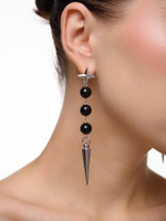 Серьги "Spike and stone" с черным агатом