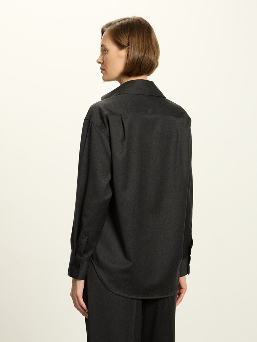 Комплект рубашка Хельсинки и брюки палаццо графит шерсть