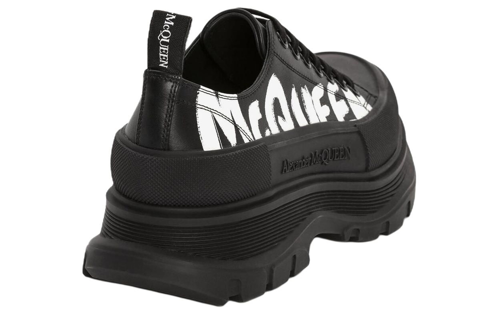 Alexander McQueen Tread Slick Low Lace Up Canvas Graffiti "Black White"