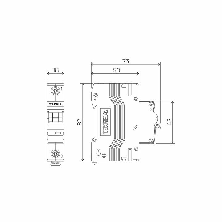 Автоматический выключатель Werkel 1P 50A C 4,5kA W901P504 4690389192739