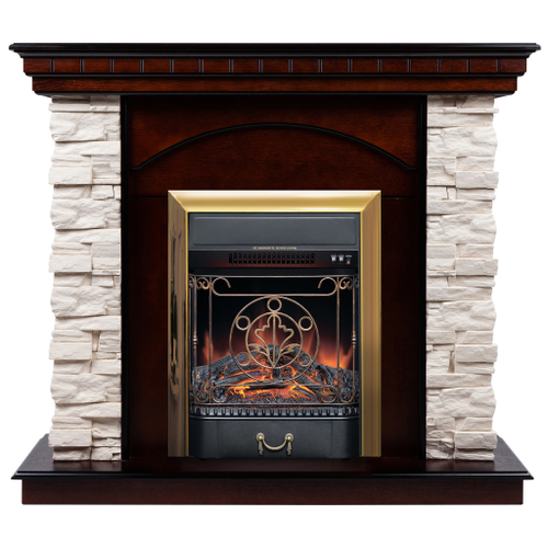 Каминокомплект Real Flame Elford AO с очагом Majestic Lux Brass