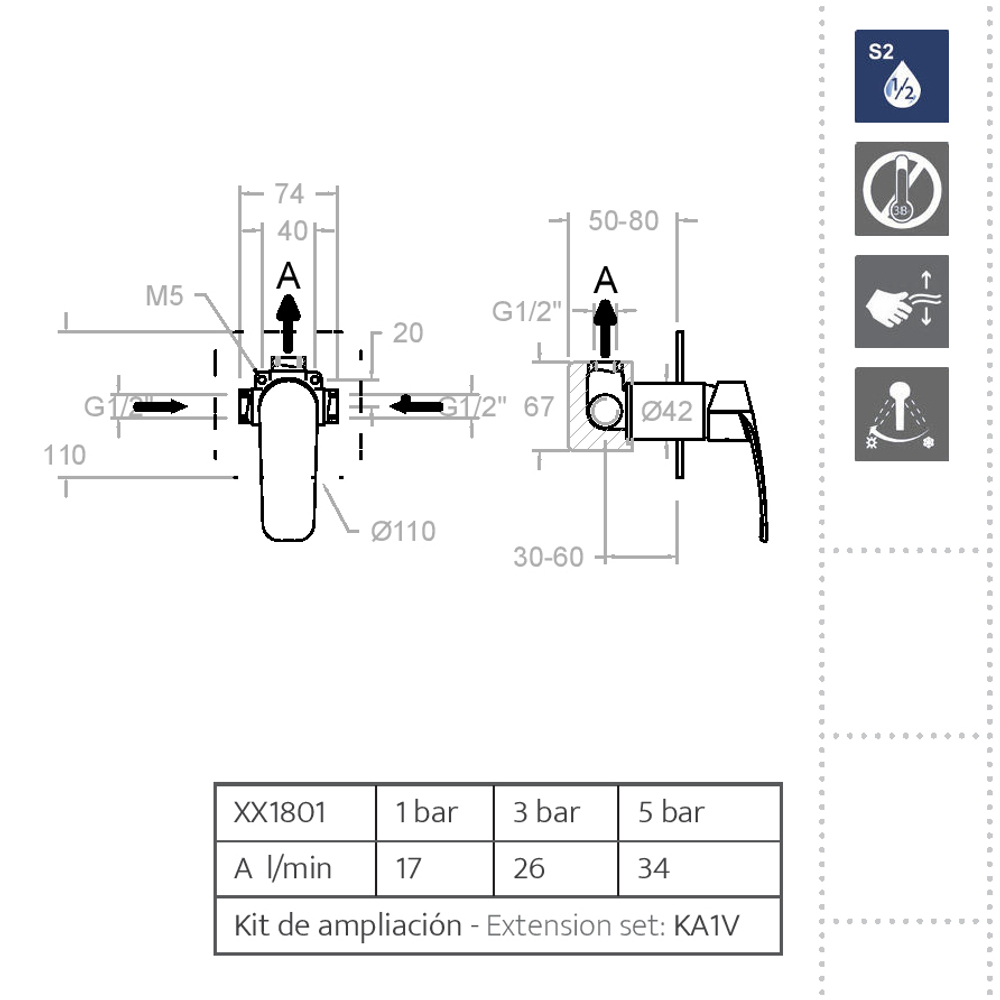 Встраиваемый смеситель для душа на 1 выход NEW FLY 571801SNM чёрный