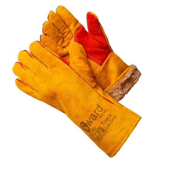 Краги Gward Track Lux Zima, из спилка, оранжевого цвета, усиленные, утеплитель мех-мутон