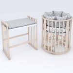 Детская кроватка для новорожденных Babyroom Мишка 7 в 1 с мятником, круглая/овальная