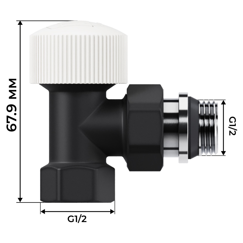 Набор термостатический угловой Royal Thermo Design 1/2quot;М30х1,5 (Черный)