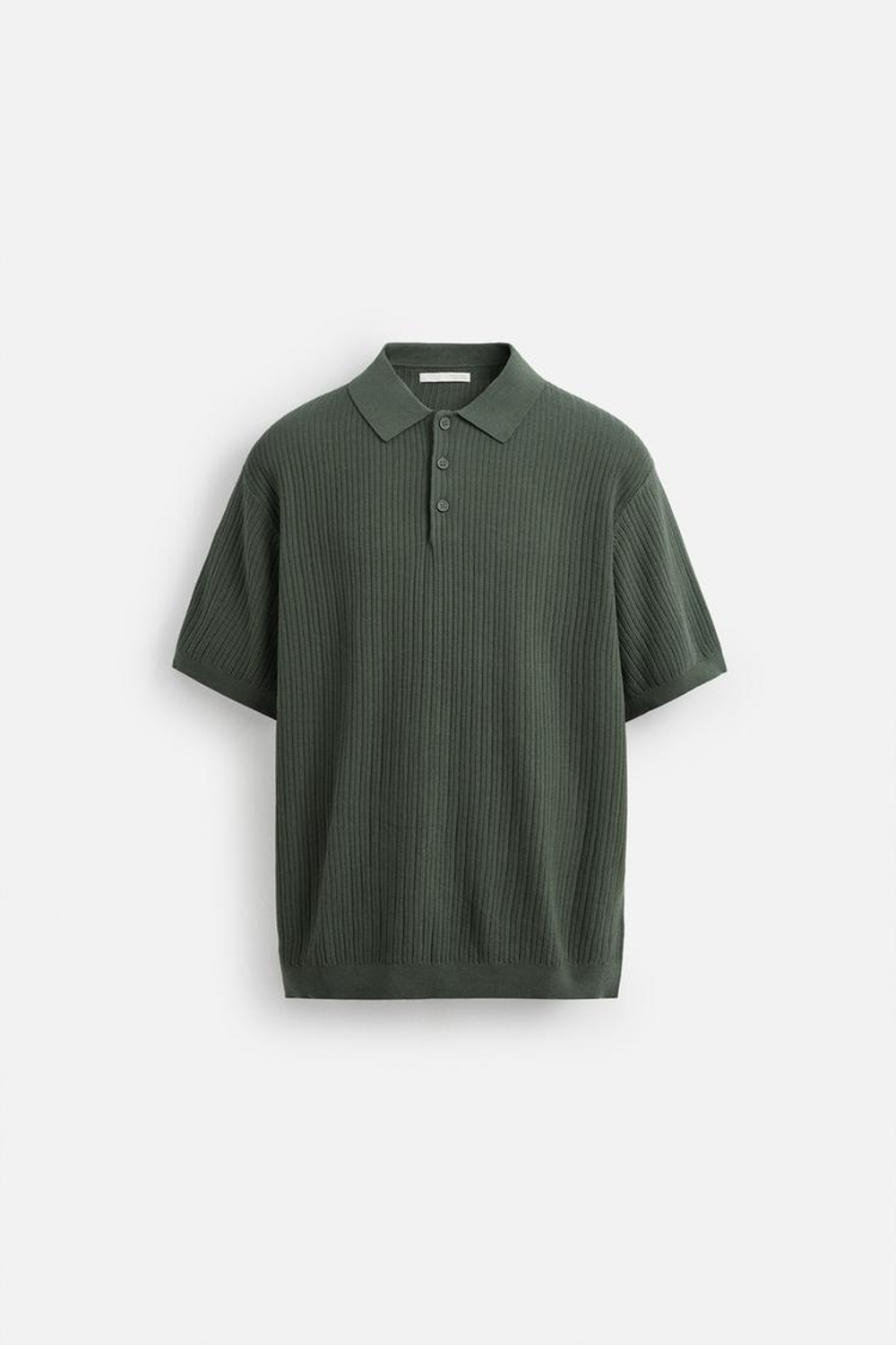 ZARA ТРИКОТАЖНОЕ ПОЛО В РУБЧИК, СВЕТЛО-ЗЕЛЕНЫЙ