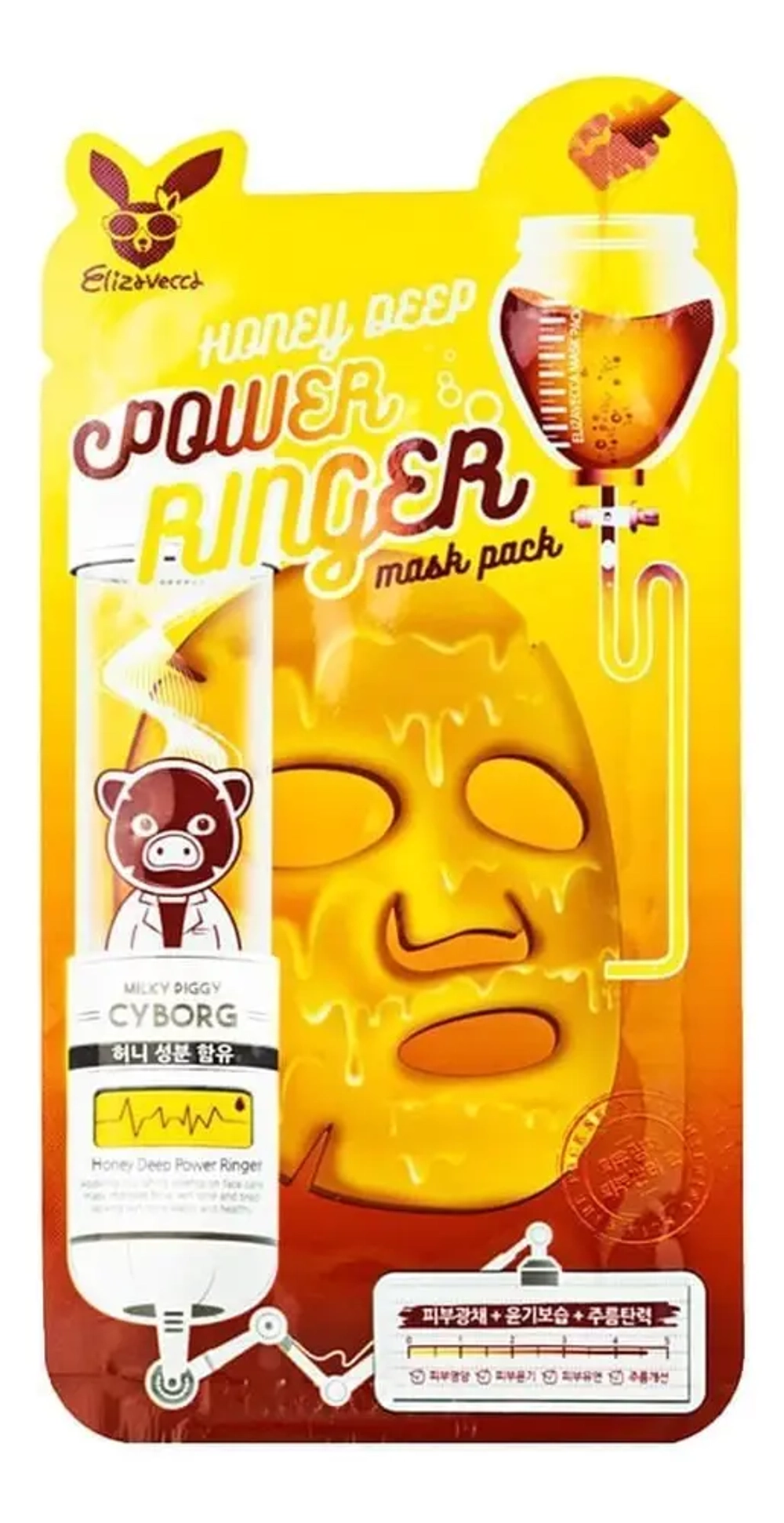 Elizavecca Power Ringer Mask Pack Honey Deep Тканевая маска с медом 23мл
