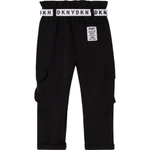 Брюки карго DKNY Черный/Нашивка: ярлык/Ремень: белый с черными логотипами Девочка