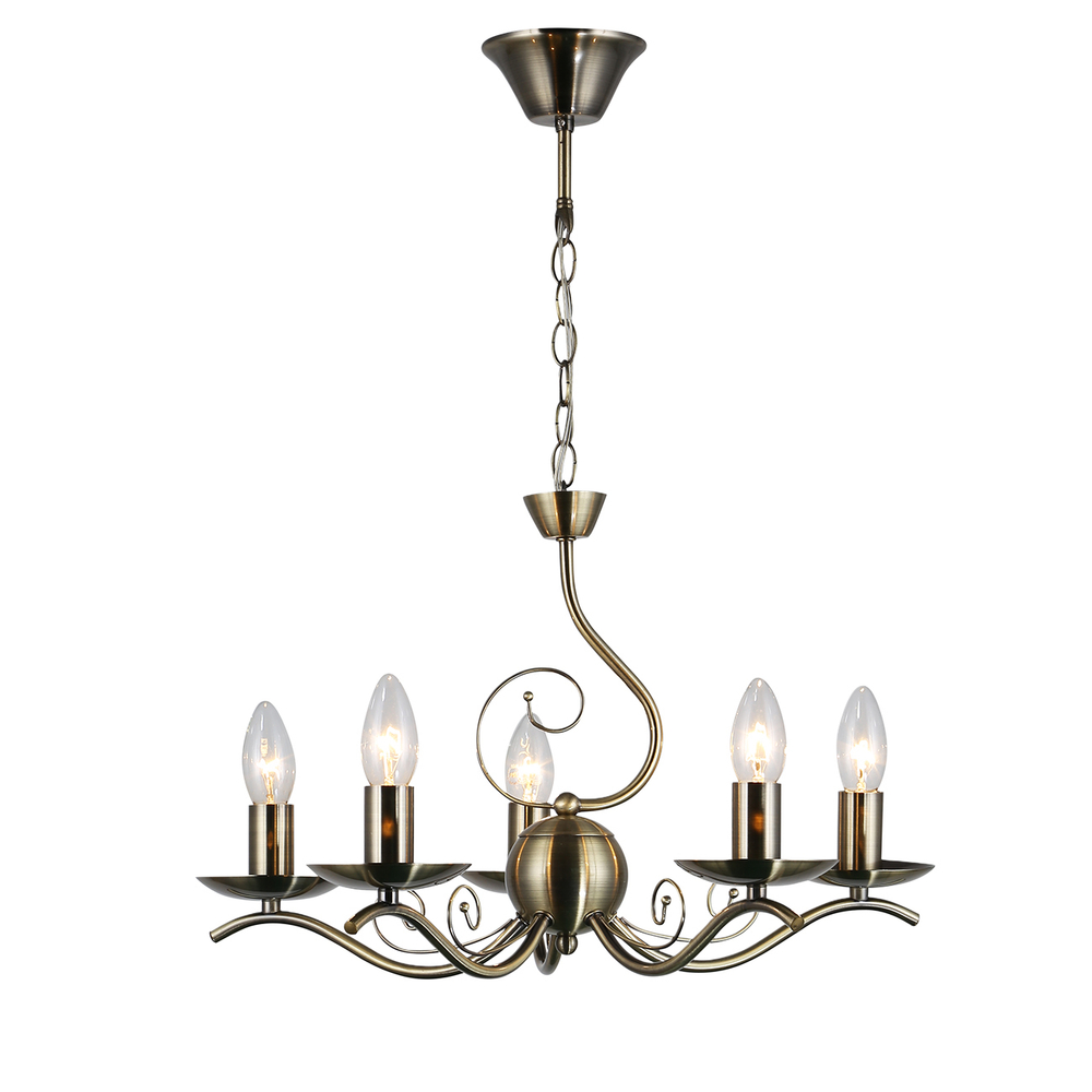 Люстра подвесная 5x40Вт Е14, металл, бронза