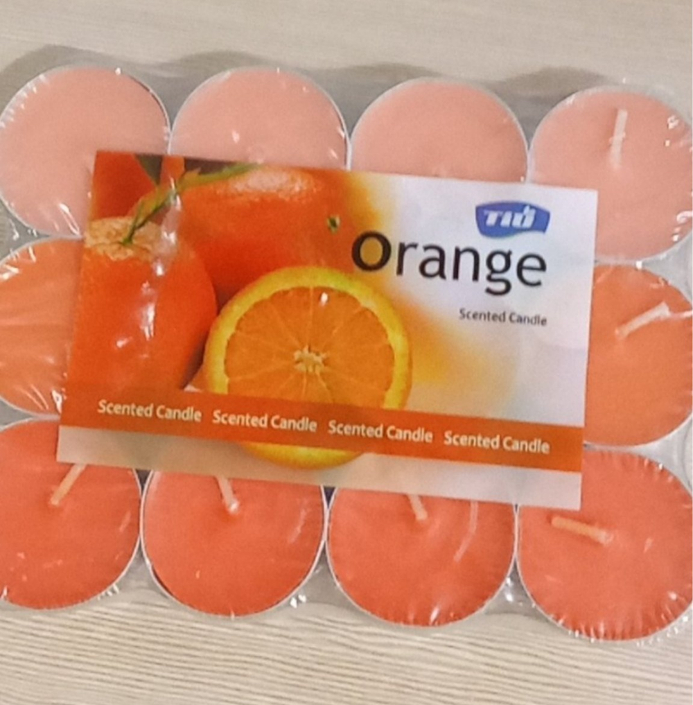 Набор ароматических свечей Selja, 12 свечей, парафин/ароматизатор апельсин