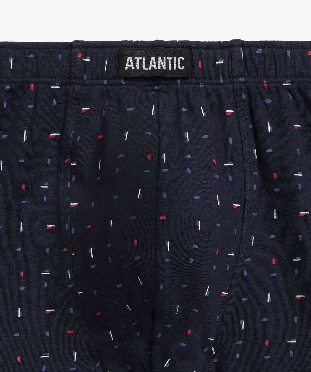 Мужские трусы шорты Atlantic, набор из 3 шт., хлопок, темно-синие + голубые, 3MH-194
