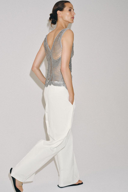 ZARA БРЮКИ WIDE-LEG С ЗАЩИПАМИ — ZW COLLECTION, БЕЛЫЙ