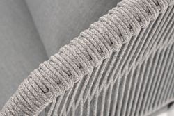 "Милан" диван 2-местный плетеный из роупа, каркас алюминий светло-серый (RAL7035) муар, роуп серый меланж круглый, ткань светло-серая