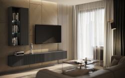 Шкаф навесной открытый Оливия, Графит, Графит глянец