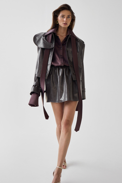 Комплект: куртка и юбка из экокожи