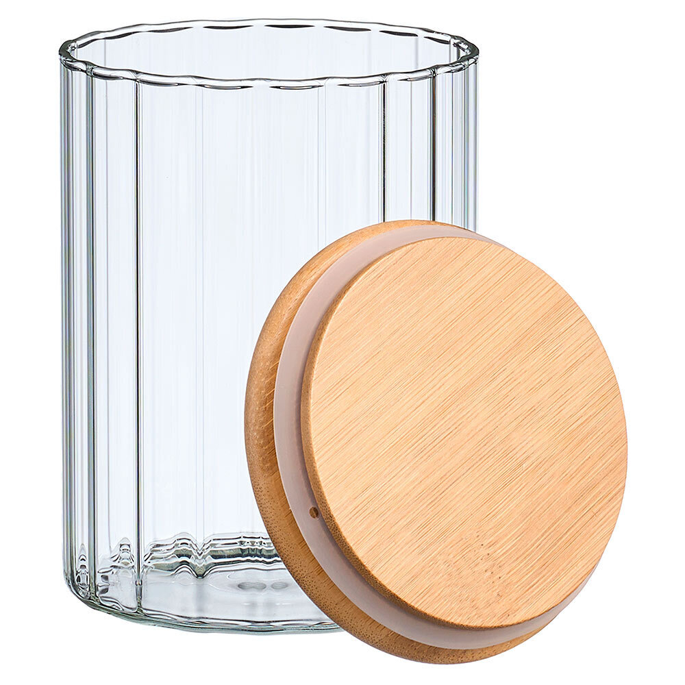 Банка для сыпучих продуктов 850мл "Vertical" с бамбуковой крышкой